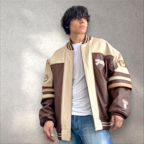 Men's Troop Brown | Taupe Genuine Leather Jacket NWT - Picture 5 of 7